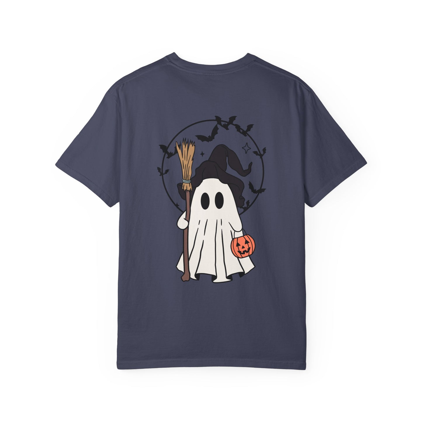 Ghost Broom & Bat Tee Unisex Garment-Dyed T-shirt, Black & White, Vintage Western, Western lover gifts