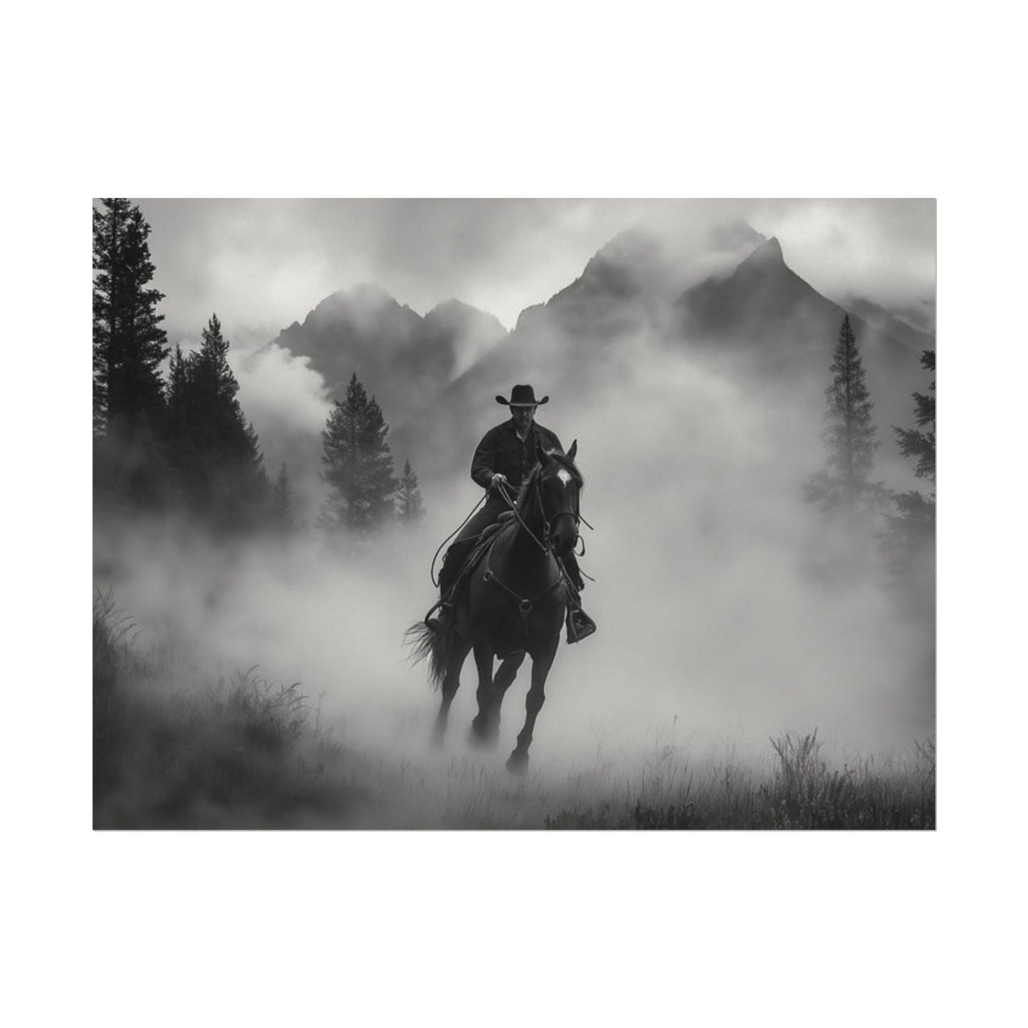Storm Rider– Western Textured Watercolor Matte Posters