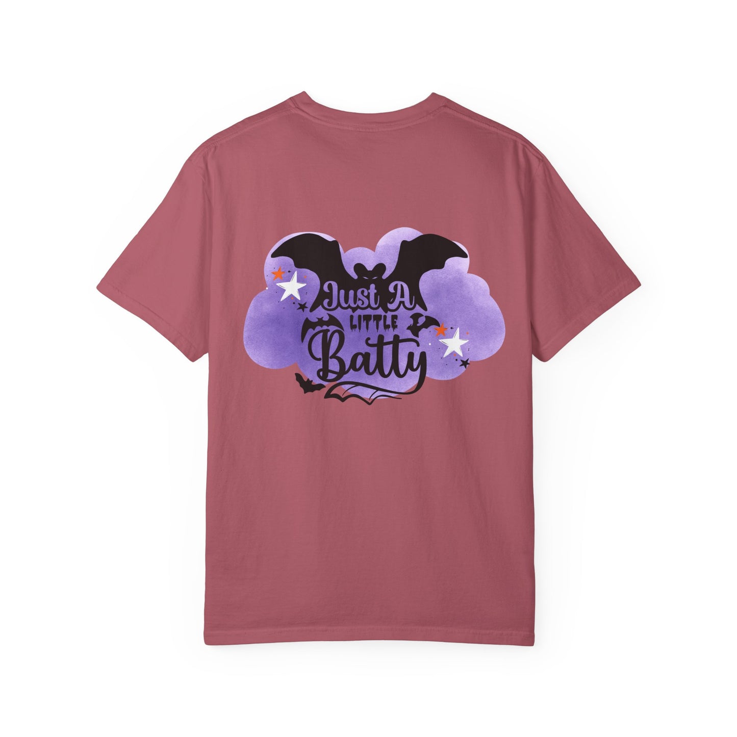 Just a Little Batty Halloween Tee Unisex Garment-Dyed T-shirt, Black & White, Vintage Western, Western lover gifts