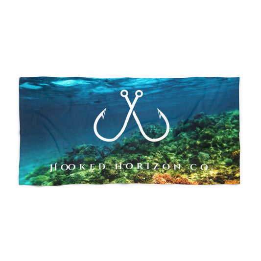 Hooked Horizon Co. Ocean Coral Coastal Vibes Beach Towel - Perfect for Summer, Pool Days, Camping, Beach Parties, Vacation Fun