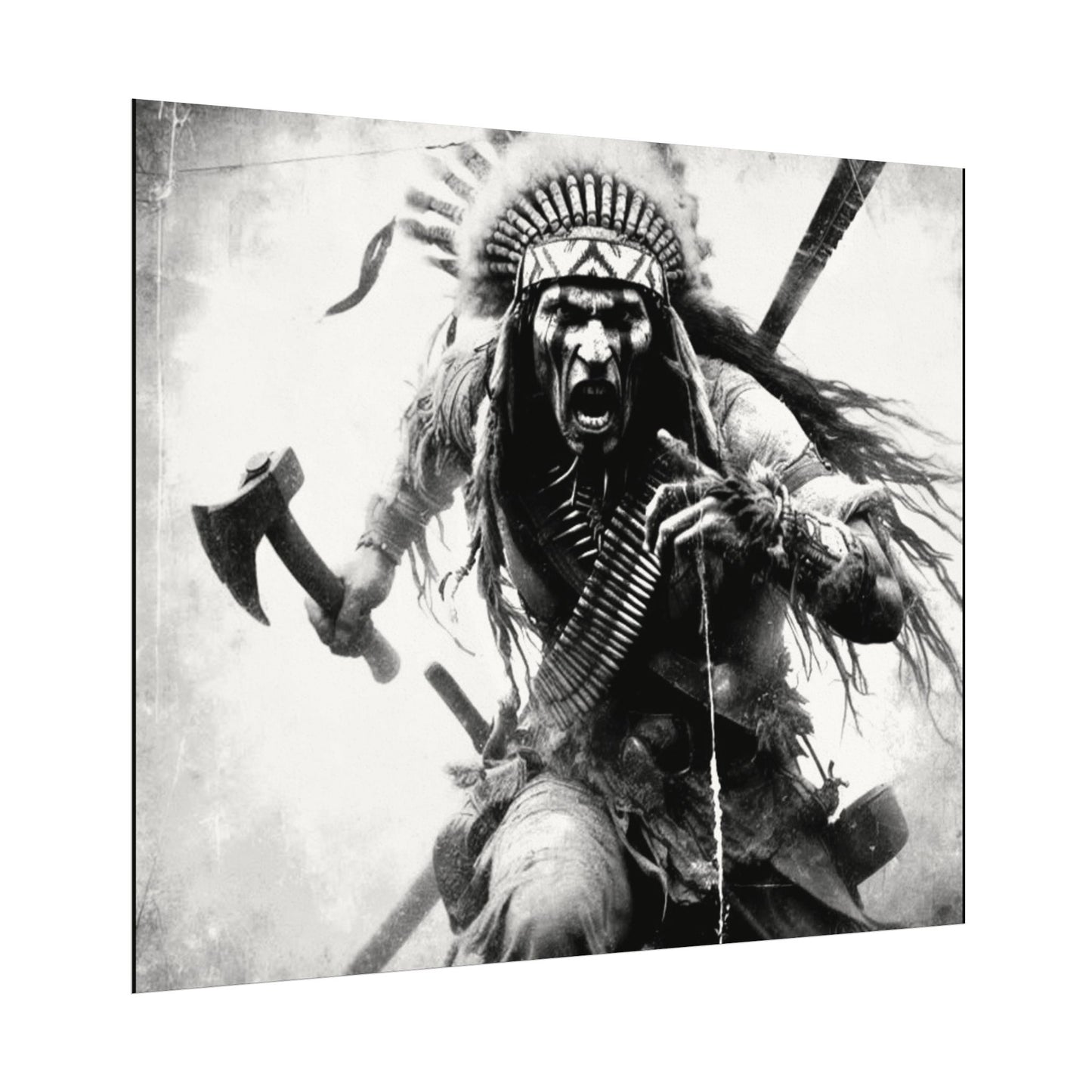 Warriors Charge – Western Textured Watercolor Matte Posters