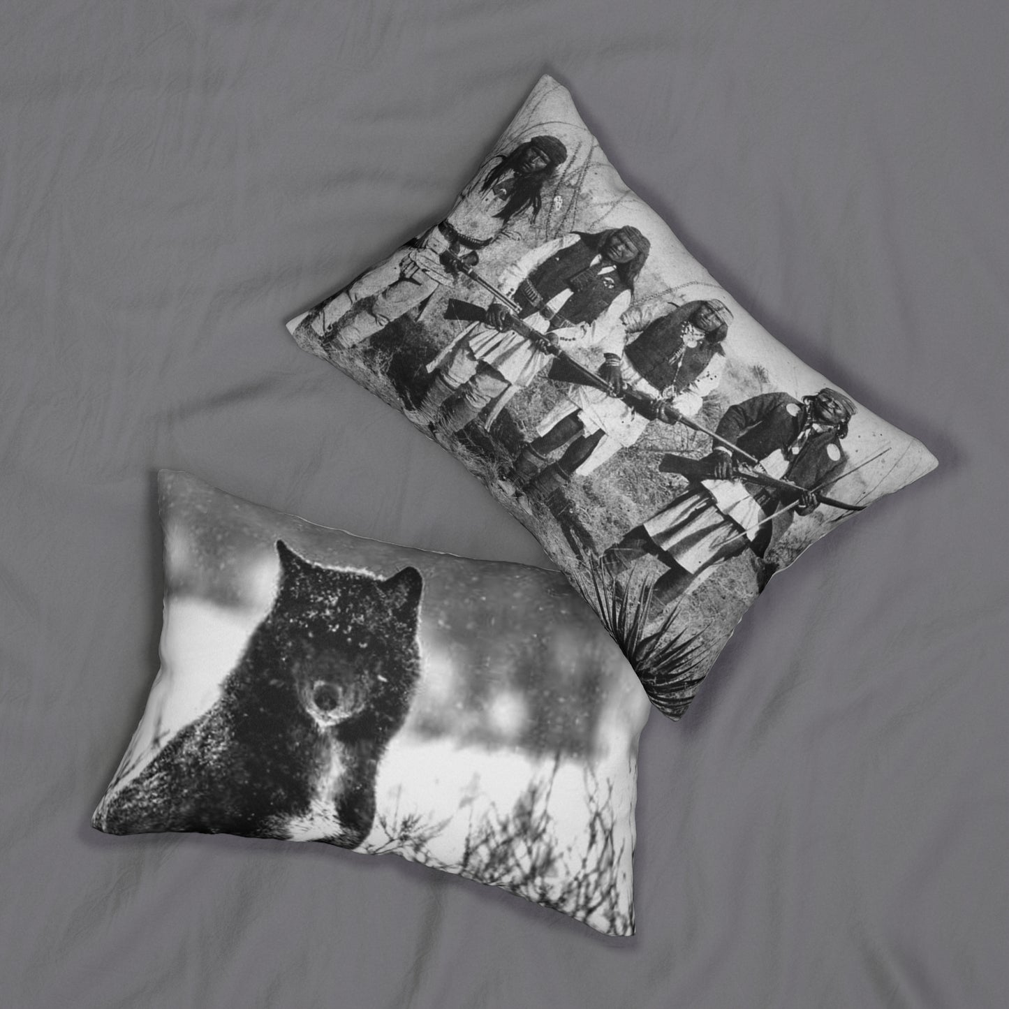 2 in 1 Warriors Pose & Pack Leader Lumbar Pillow, Farmhouse Decor, Cozy Home Accent, Unique Gift for Animal Lovers, Boho Cushion