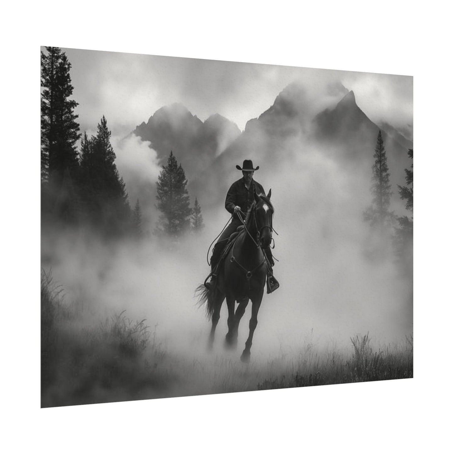 Storm Rider– Western Textured Watercolor Matte Posters