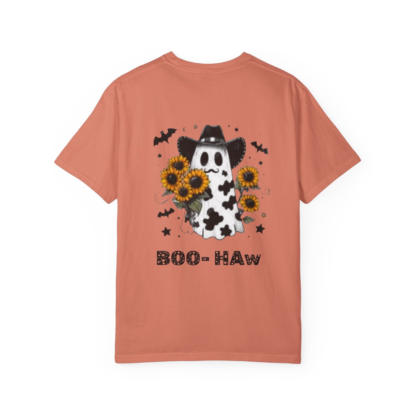 Boo- Haw Ghost Flower Tee Unisex Garment-Dyed T-shirt, Black & White, Vintage Western, Western lover gifts