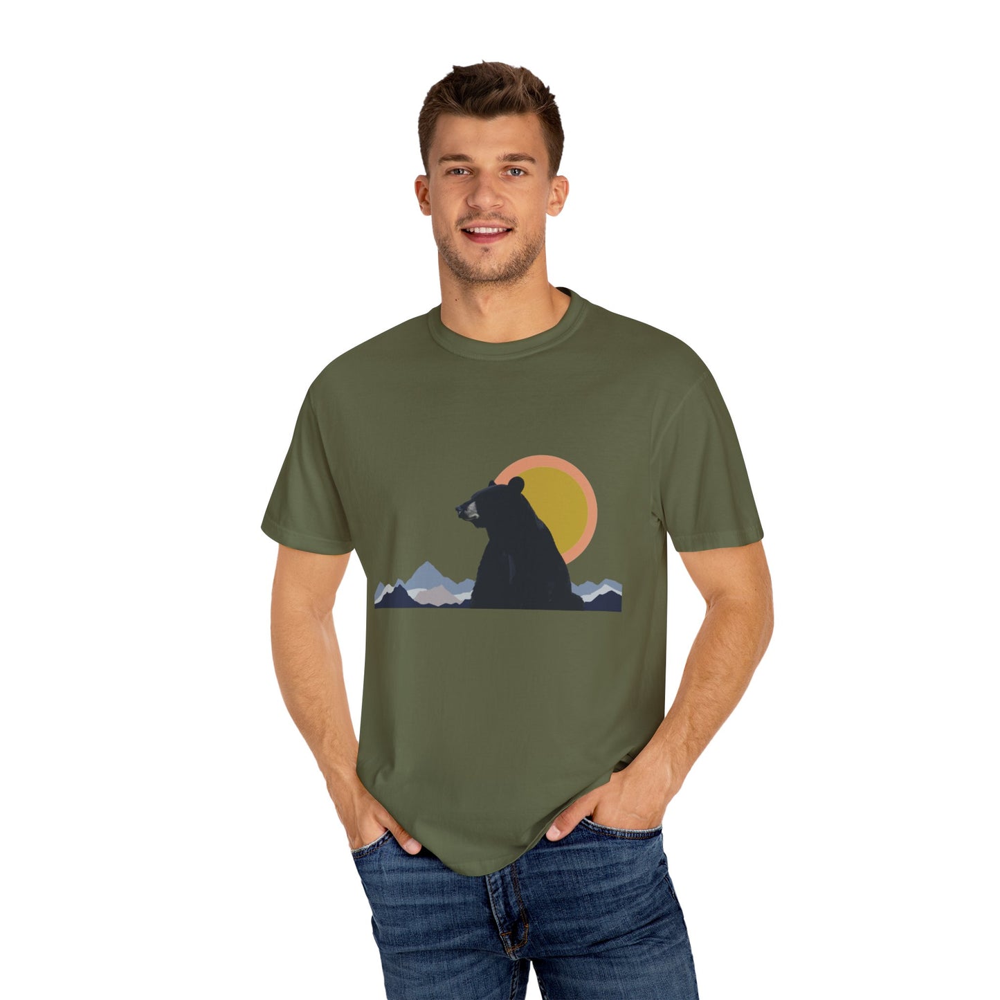 Bear Wildlife Adventure Tee Unisex Garment-Dyed T-shirt, Boho Nature Tee, Camping Shirt, Adventure Apparel, Gift for Wilderness Lovers