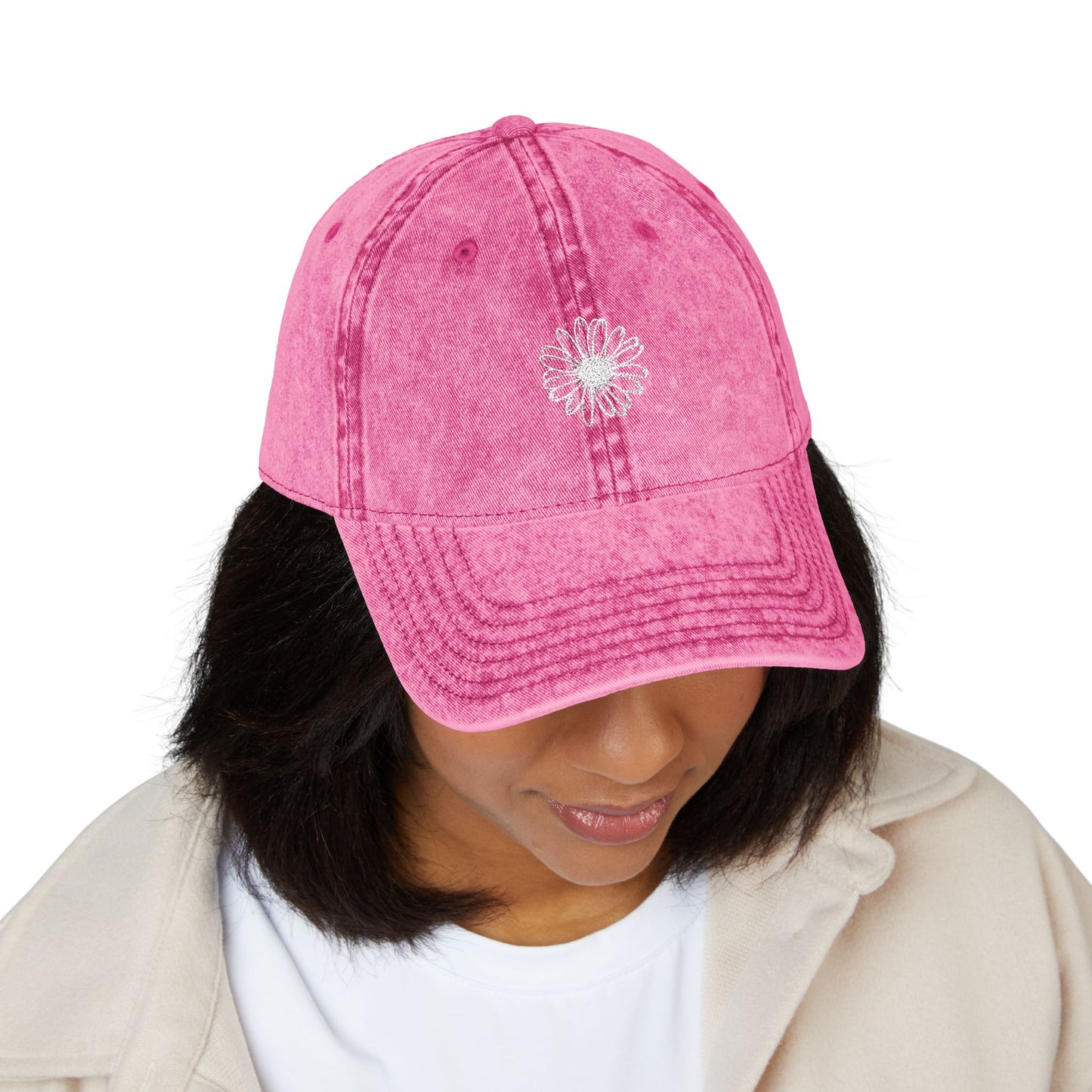 Daisy AdventureAwaits | Retro Embroidered Hat for Nature Celebrations, Casual Wear, Gifts, July 4th, Independence Day