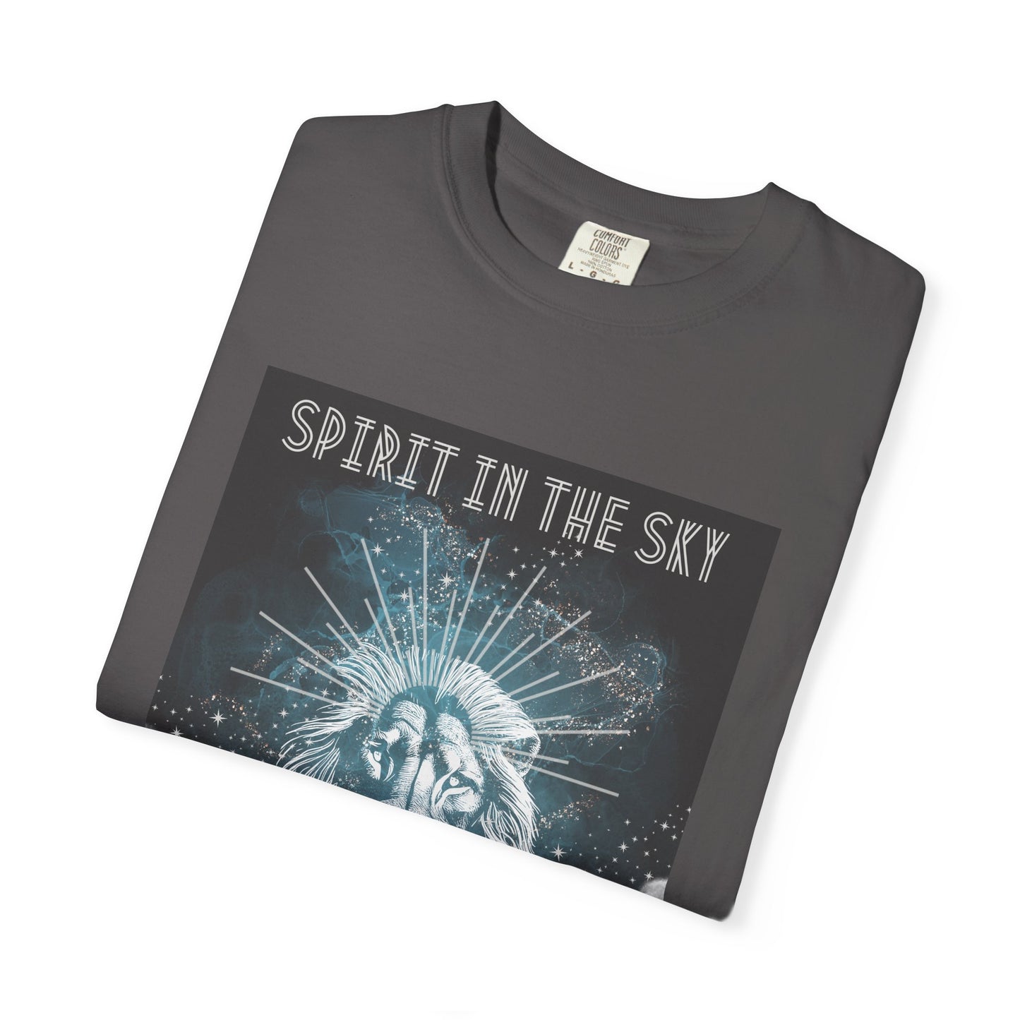 Spirit in the Sky Lion T-Shirt, Unisex Garment-Dyed Tee, Boho Shirt, Festival Apparel, Unique Graphic Tee, Music Lover Gift