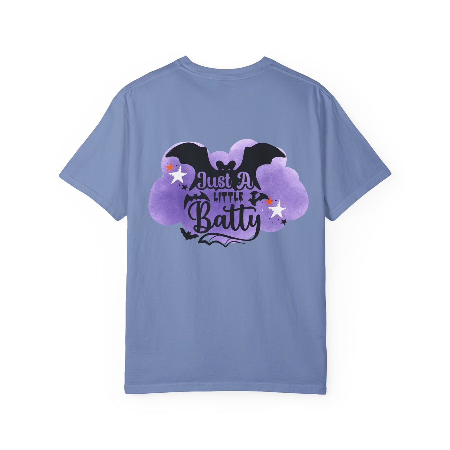 Just a Little Batty Halloween Tee Unisex Garment-Dyed T-shirt, Black & White, Vintage Western, Western lover gifts