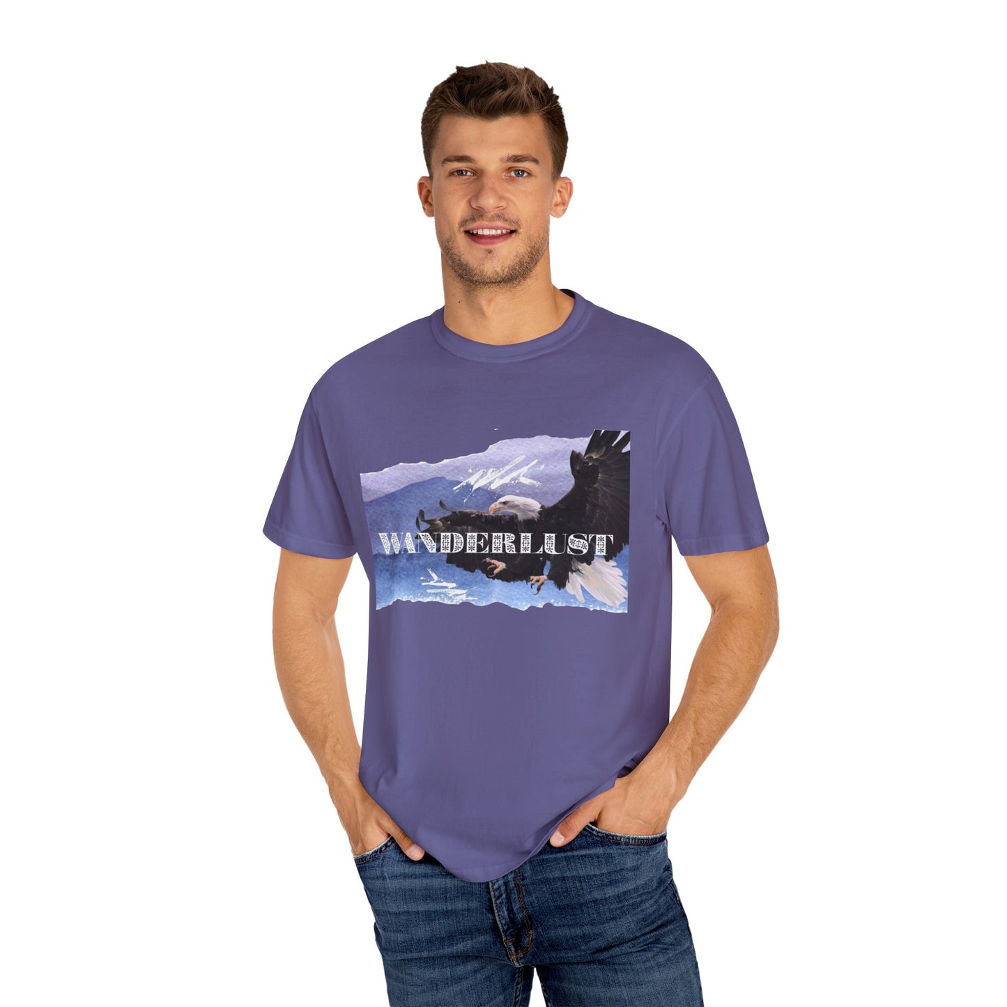 Soaring High Wildlife Adventure Tee Unisex Garment-Dyed T-shirt, Boho Nature Tee, Camping Shirt, Adventure Apparel, Gift for Wilderness Lovers, Angler Lover Giftd