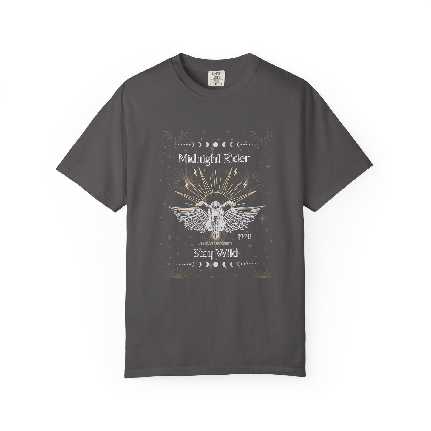 Midnight Rider Graphic T-shirt | Stay Wild Tee for Music Lovers, Boho Style Shirt, Perfect for Concerts, Festivals, Gifts
