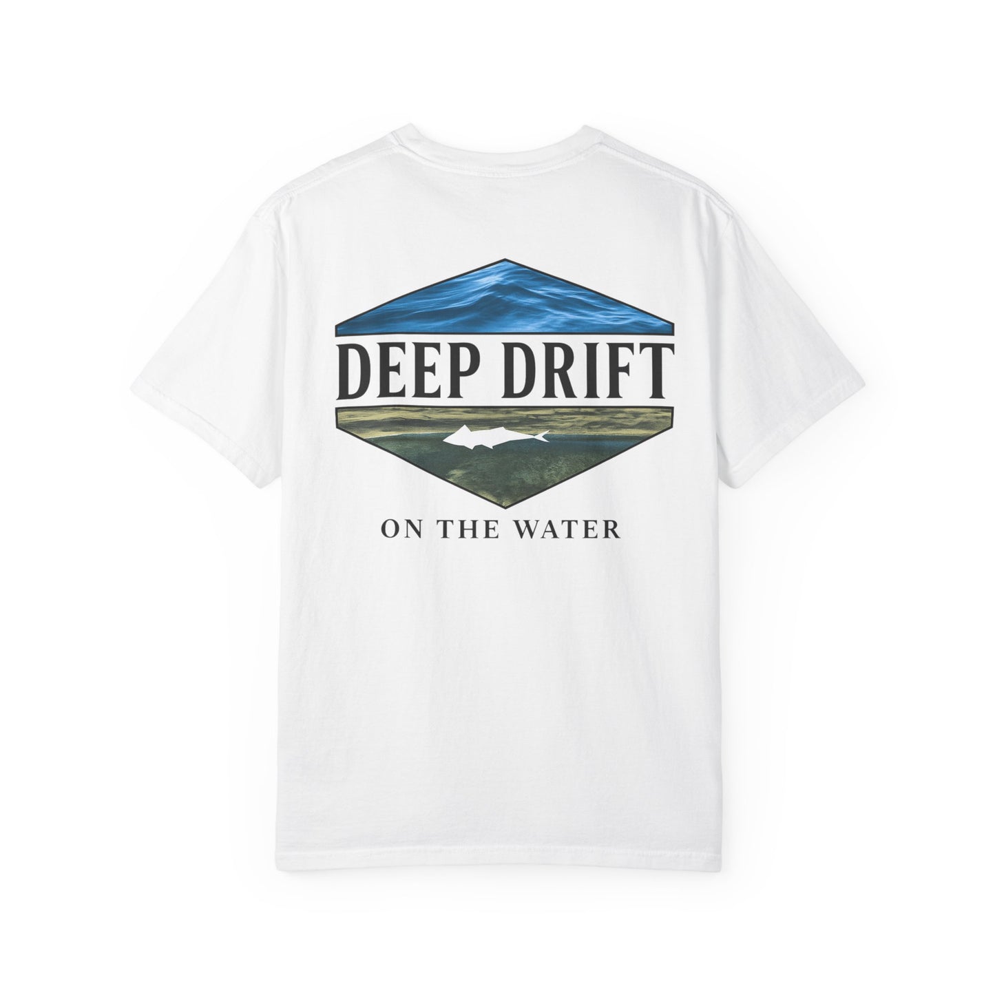 Deep Drift Fishing T-Shirt - Green & Blue Fishing Tee for Angler Lovers, Shark Lovers, Ocean Tee