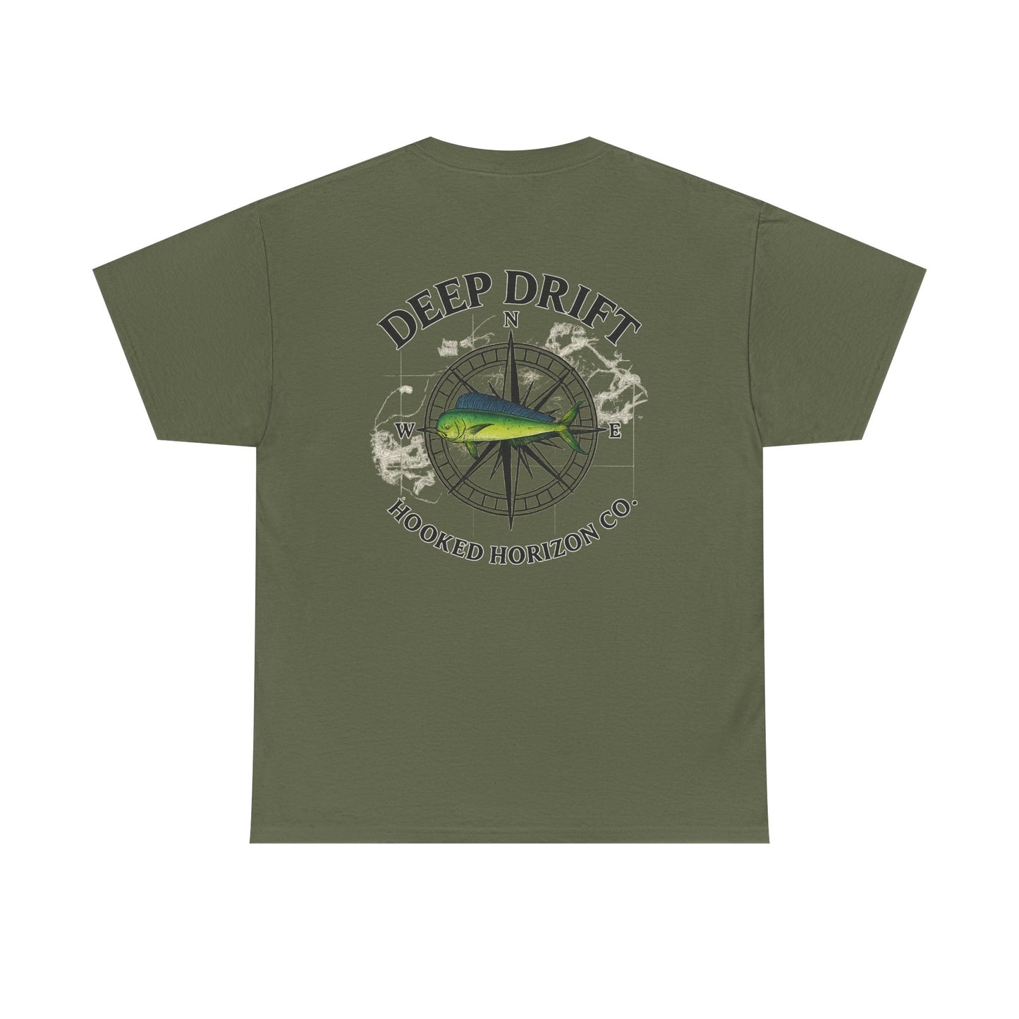 Compass Fishing T‑Shirt — "Deep Drift" Compass Design by Hooked Horizon Co.