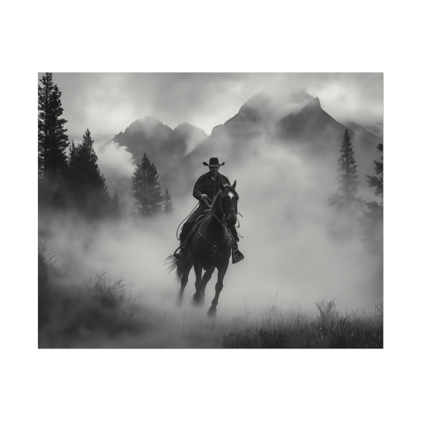 Storm Rider– Western Textured Watercolor Matte Posters