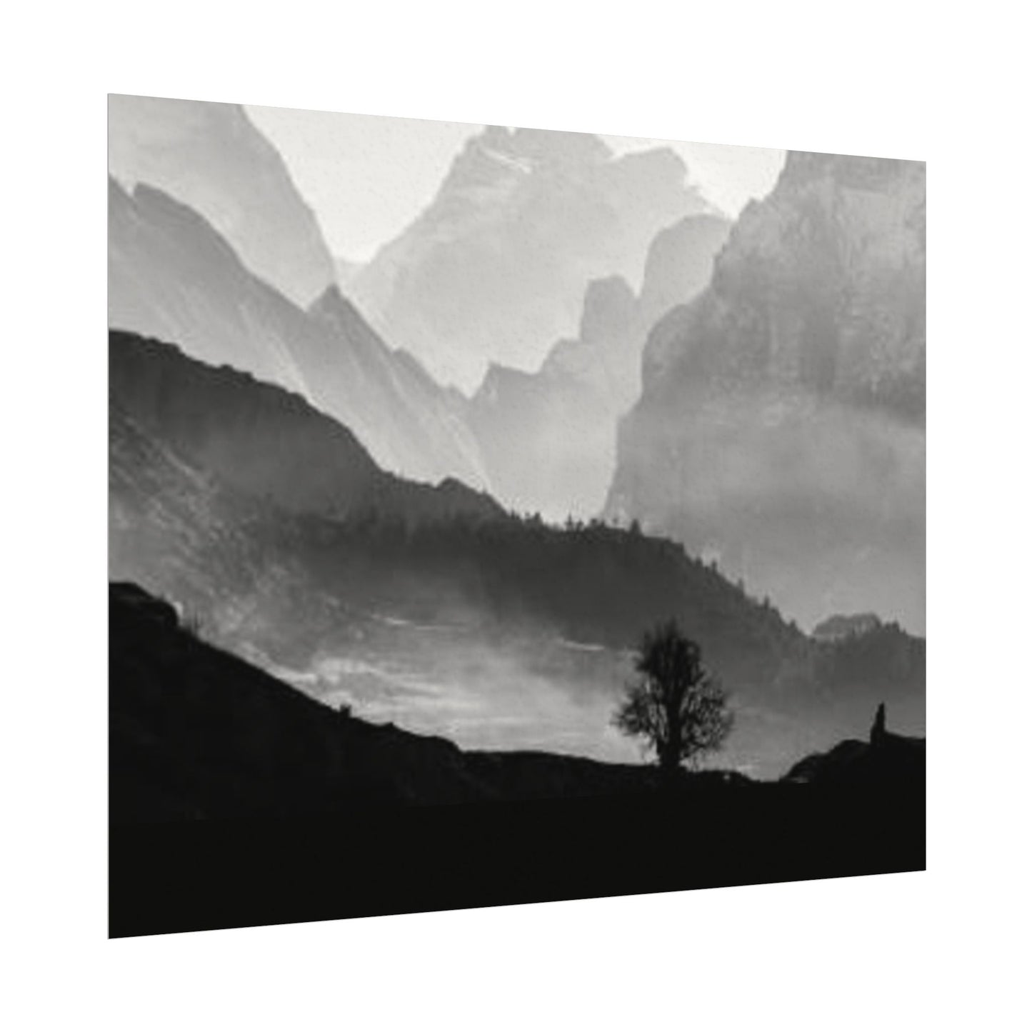 Cascading Mountains– Western Textured Watercolor Matte Posters