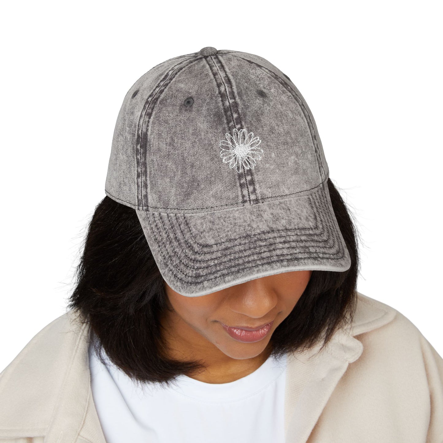 Daisy AdventureAwaits | Retro Embroidered Hat for Nature Celebrations, Casual Wear, Gifts, July 4th, Independence Day