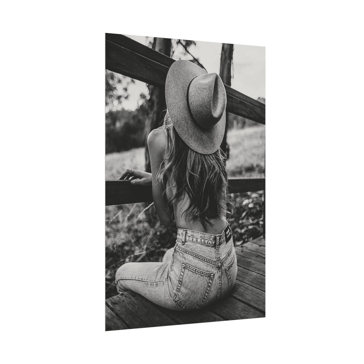 Babys Got Her Blue Jeans On – Western Textured Watercolor Matte Posters