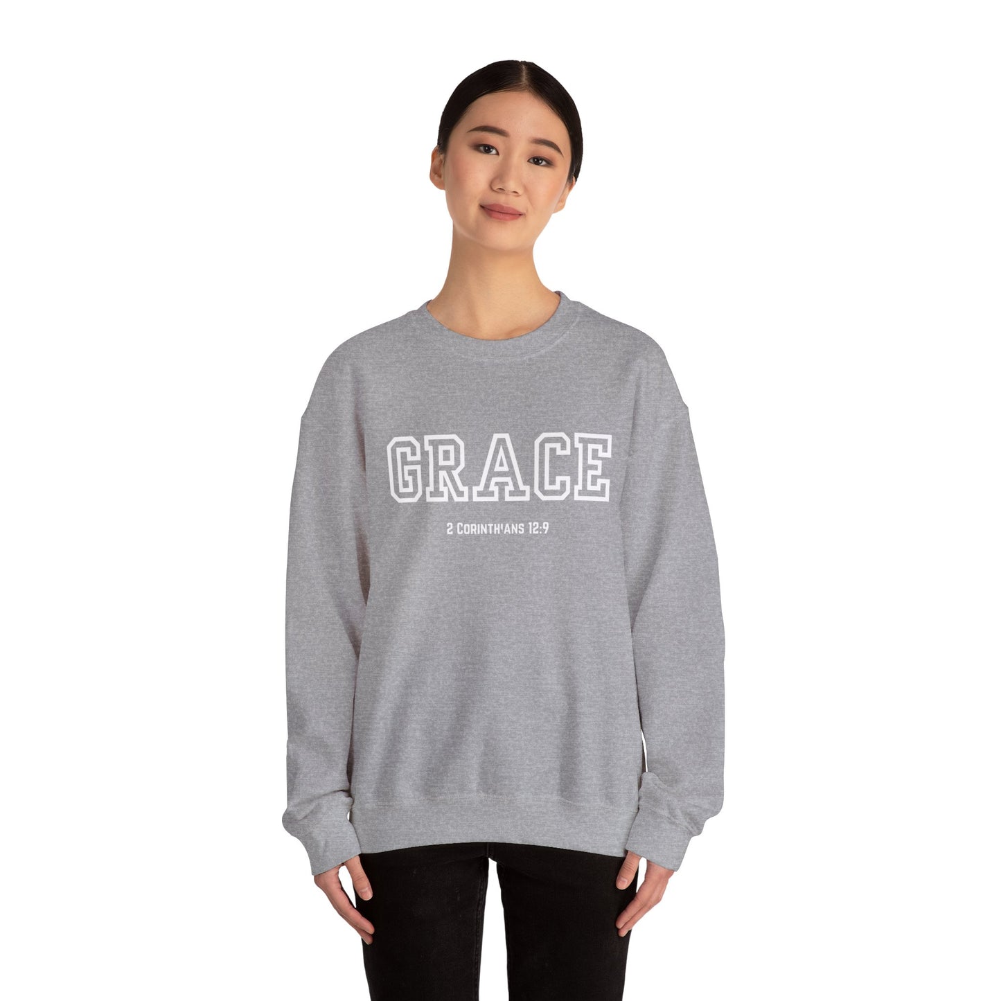 Grace Crewneck Sweatshirt - Comfort in Faith, Unisex Gift, Spiritual Apparel, Inspirational Fashion, Cozy Christian Sweatshirt