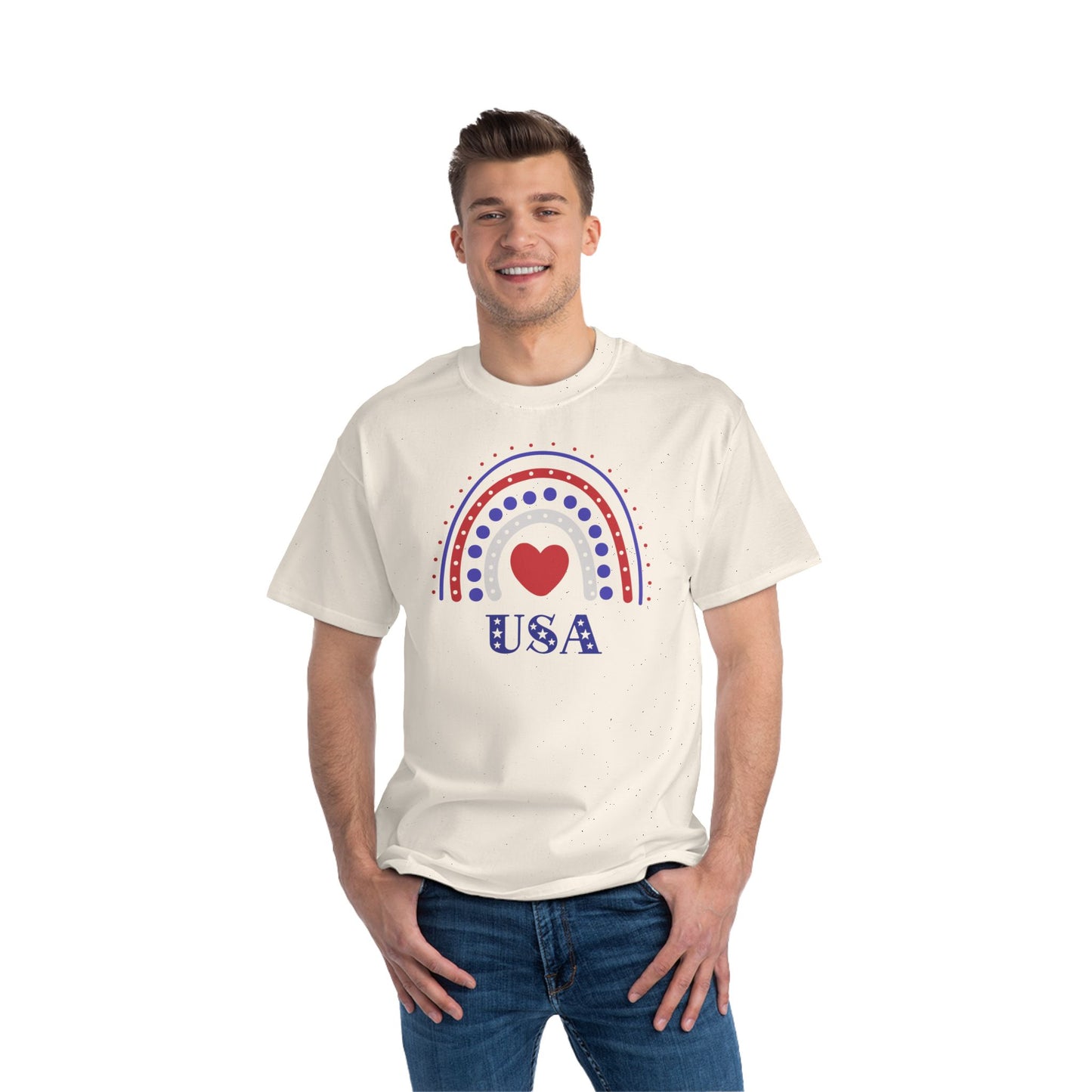USA Rainbow Heart Patriotic T-Shirt | America 1776 Design, Fourth of July Shirt, Independence Day Tee, Memorial Day Top, Gift for Veterans