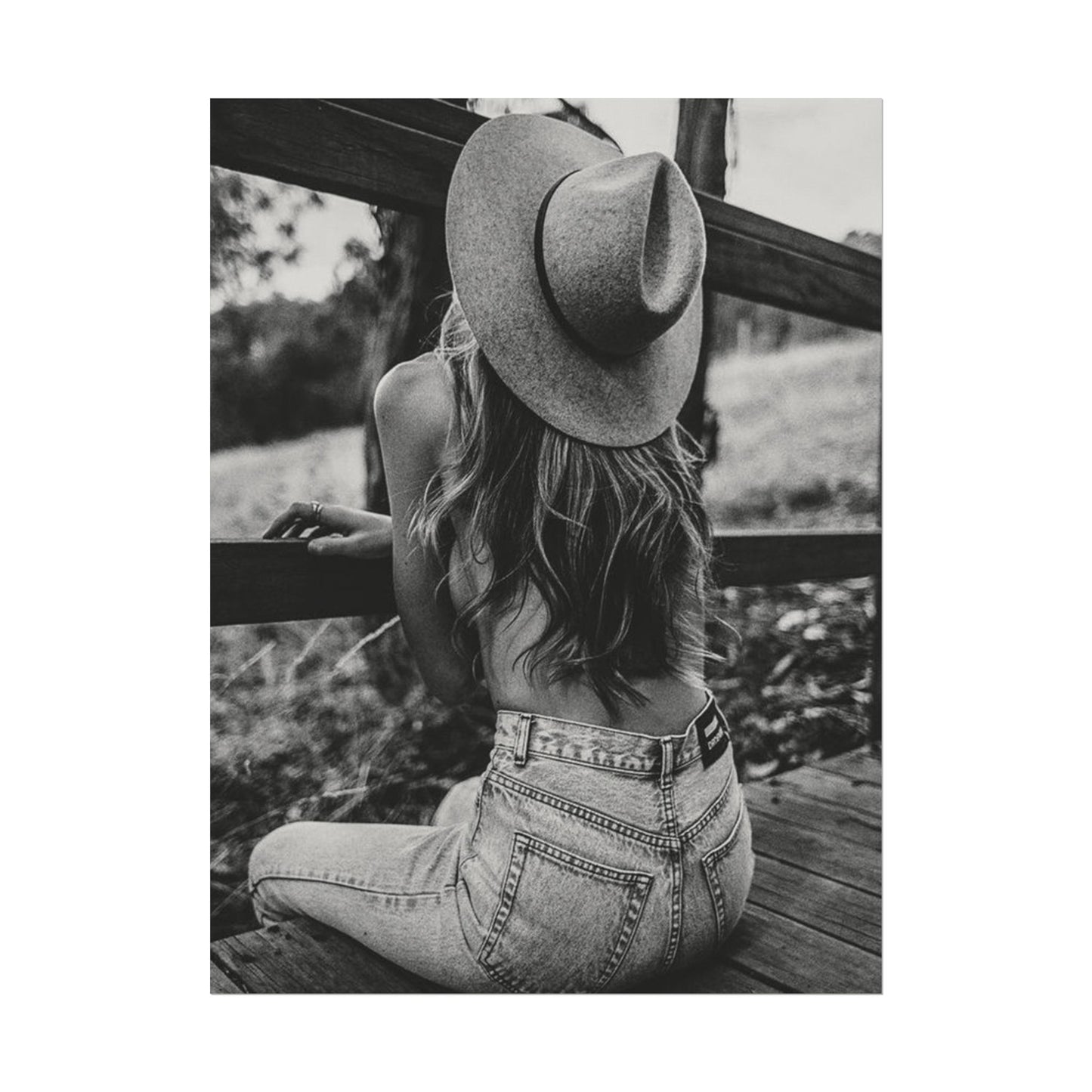 Babys Got Her Blue Jeans On – Western Textured Watercolor Matte Posters