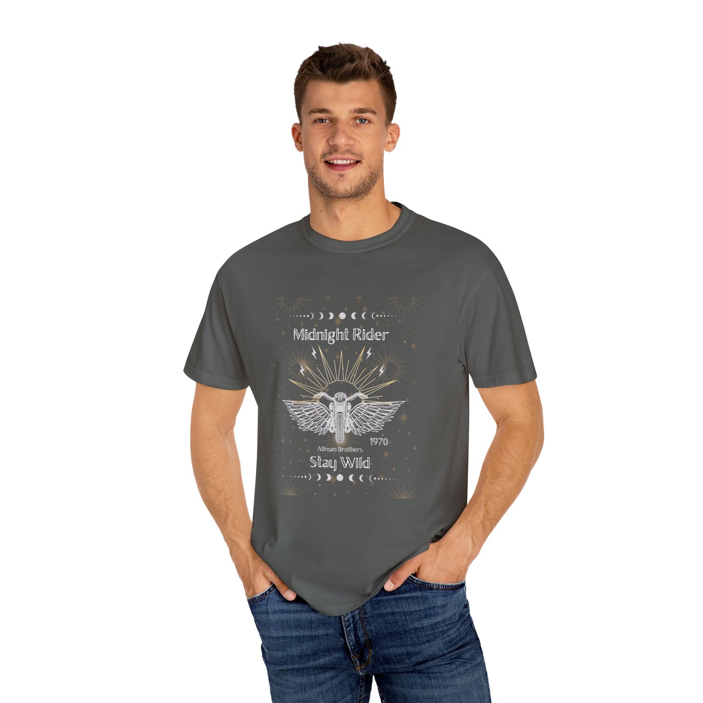 Midnight Rider Graphic T-shirt | Stay Wild Tee for Music Lovers, Boho Style Shirt, Perfect for Concerts, Festivals, Gifts