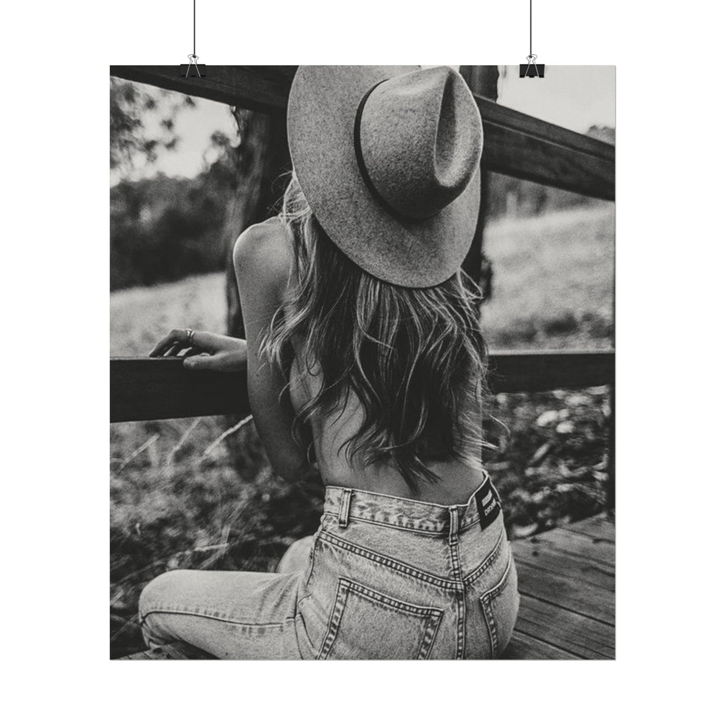 Babys Got Her Blue Jeans On – Western Textured Watercolor Matte Posters