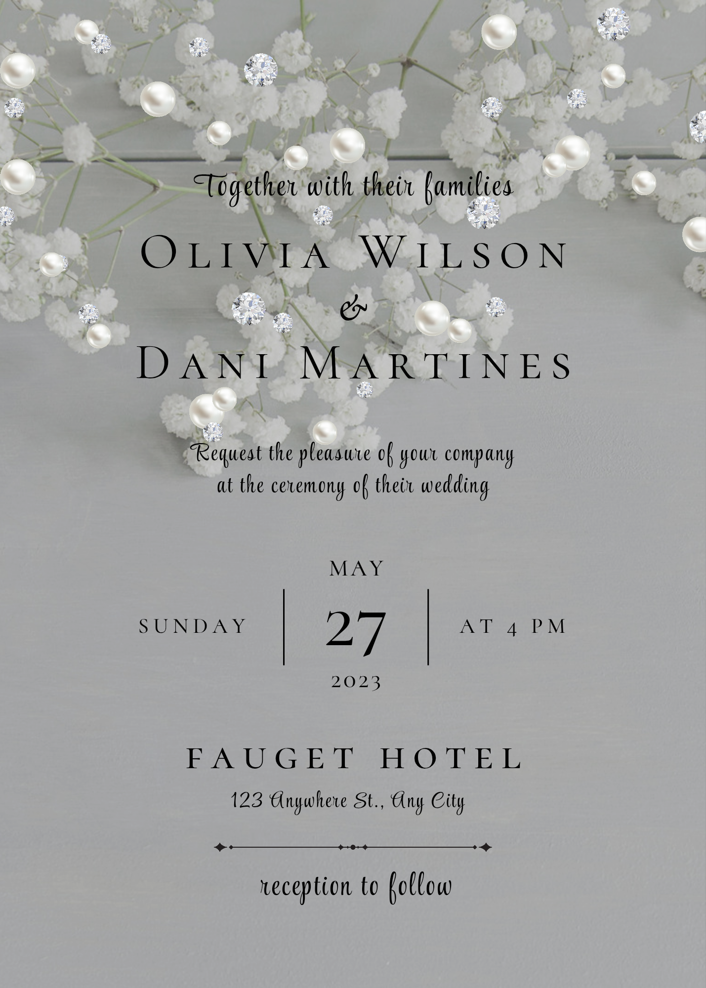 Baby's Breathe & Diamonds Wedding Invitation – The Olivia & Dani